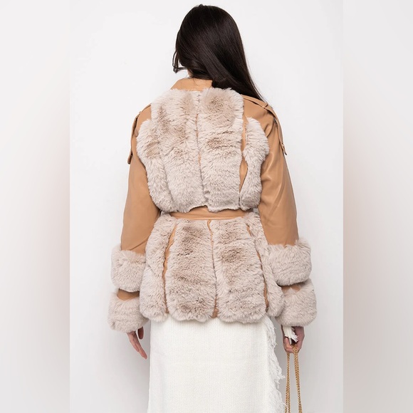 NATTY VICE FAUX FUR MOTO JACKET - Picture 8 of 10